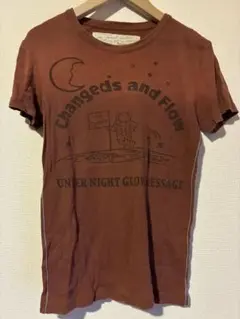 グラフィック プリント Tシャツ ブラウン