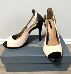 ZARA オープントゥパンプス　バイカラー