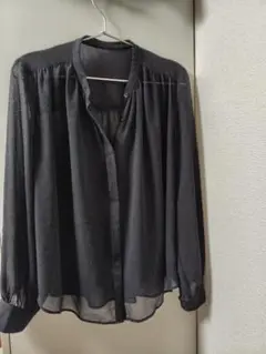 シースルー黒長袖シャツ