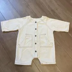 monbebe 韓国子供服　デニム　白　ロンパース L 80 サロペット