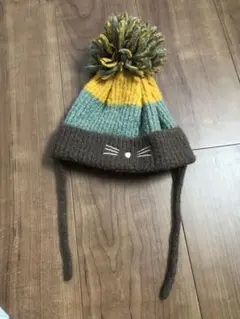 ZARABABY ニット帽 猫　ポンポン付き