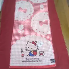 ハローキティ チェック柄タオル 約34cm x 80cm