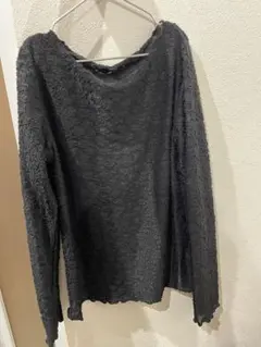レース 長袖 トップス 黒　シースルー