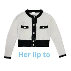 Her lip to ウール　ニットカーディガン 金ボタン バイカラー
