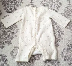 美品　クマの顔付きアイボリーロンパース 50-60cm