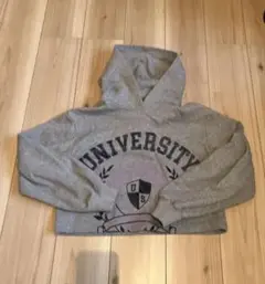 GU フード付き ショートパーカー カレッジロゴ