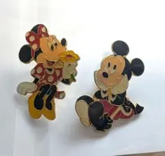 ミッキー・ミニー ピンバッジセット 2点セット