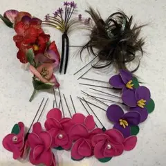 和装髪飾りセット 花モチーフ