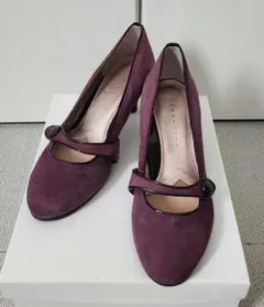 パープル ストラップ付きパンプス 24cm EE幅
