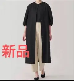 新品　無印良品 乾きやすいブロード 七分袖ワンピース　黒　M ブラック
