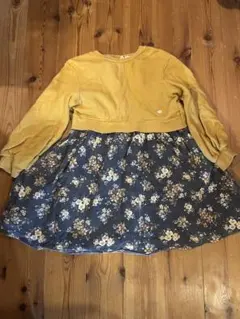 マスタード色の花柄ワンピース　130