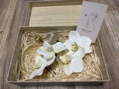 前撮り・結婚式用 ヘッドドレス 胡蝶蘭 ホワイト ゴールドワイヤー