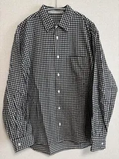 【美品】SHIPS フランネル チェックシャツ 黒×白 S