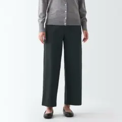 ダークグレー S 無印　縦横ストレッチチノワイドパンツ