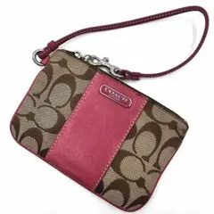COACH コーチ ポーチ シグネチャー リストレット レザー キャンバス