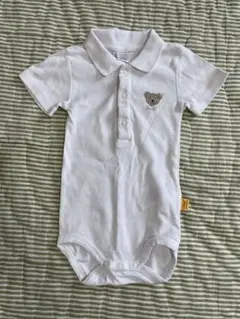 【美品】シュタイフ ホワイトポロシャツ風半袖ロンパース