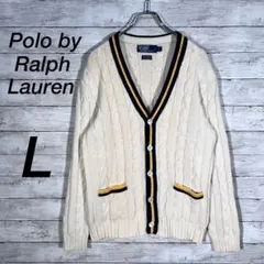 『ポロバイラルフローレン』チルデンニット　カシミヤ 混　90s クリーム　L