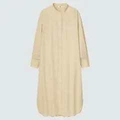 コットンギャザーロングシャツワンピース