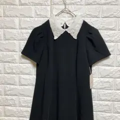 JENNEドットチュール 半袖ニットワンピース ブラック - メルカリ
