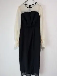 PourVous ビスチェワンピース ブラック M フォーマルドレス シフォン