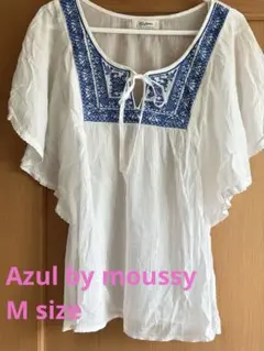 AZUL フレアスリーブ ブラウス 刺繍 ホワイト 美品 M コットンのサムネイル