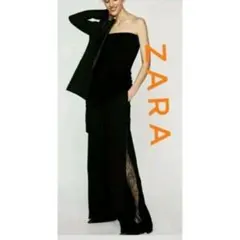 ZARA BASIC パンタロン　サイドブラックレース　ワイドレッグパンツ