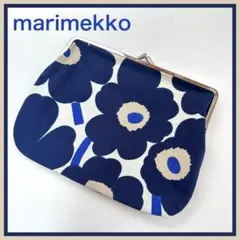 美品 ✨marimekko✨ ①マリメッコ ウニッコ がま口ポーチ ネイビーのサムネイル