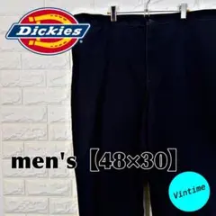 y1【Dickies】刺繍ロゴ ワークパンツ【メンズ48×30】ブラック