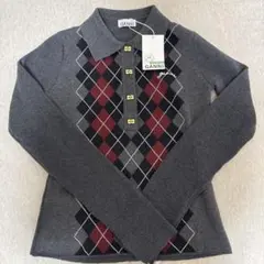 GANNI アーガイル柄 長袖ポロシャツ