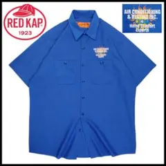 L/古着 RED KAP 半袖ワークシャツ 企業ロゴ刺繍のサムネイル