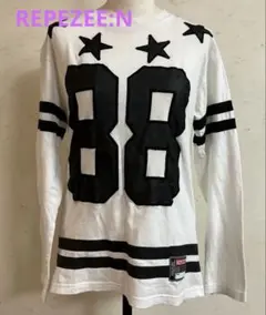 REPEZEE:N　長袖Tシャツ　ロンT　アップリケ　モノトーン　バックプリント