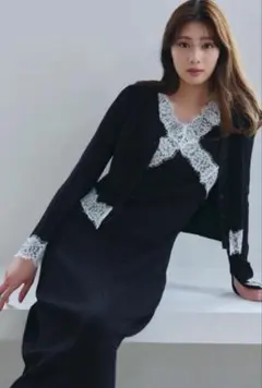 herlipto Lace-Trimmed Knit Dress Set [M]