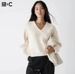 UNIQLO C ユニクロ シー Vネックショートセーター オフホワイト　L
