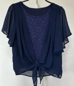 INGNI 半袖ブラウス　カットソー　重ね着風　ネイビー　M