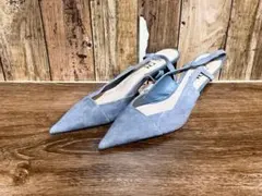 ZARA ライトブルー ポインテッドトゥミュール 38 タグ付！