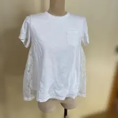 ホワイト レース付き授乳服 半袖