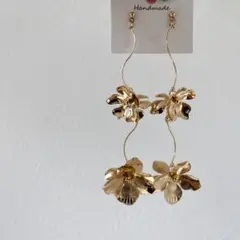 ゴールド フラワー ブライダル 結婚式 花嫁 披露宴 前撮り ピアス イヤリング