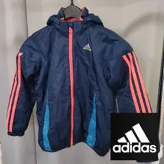 adidas 裏ボアウィンドブレーカー ネイビー/オレンジ　サイズ130