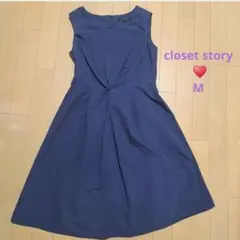 【未使用】closet story ノースリーブ ひざ丈ワンピース ネイビー M