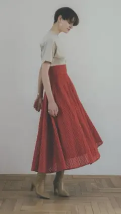 新品　クラネ　CLANE CUT EMBROIDERY FLARE SKIRT