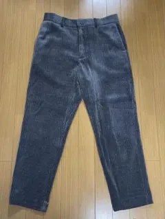 ZARA コーデュロイ ワイドパンツ 38 ダークグレー 光沢 太畝