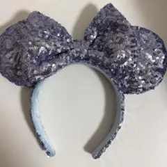 スパンコールリボン付き薄紫カチューシャ　ディズニー