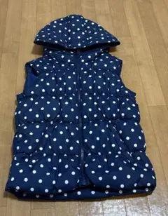 GAP　ネイビー ドット柄 ダウンベスト　140