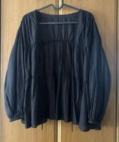 中古品/グリーンレーベルリラクシング/全方位映えギャザーブラウス/黒