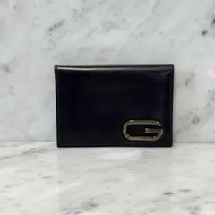 GUCCI グッチ カードケース 二つ折り 本革 レザー ブラック 黒 ロゴ