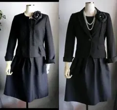 値下☆新品9号豪華2ジャケット付(黒)レースワンピーススーツ卒業式