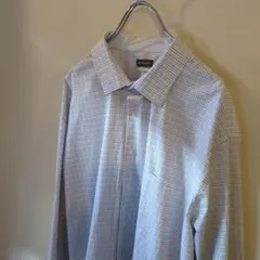 VANHEUSEN ヴァンヒューセン　長袖シャツ　ホワイト　チェック柄
