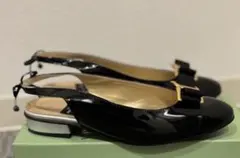 お値下げしました‼️MIHAMA ブラック エナメル リボンパンプス