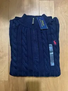 ラルフローレン ケーブルニット ハーフジップ　ネイビー　 M QRタグ付き