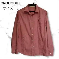 CROCODILE 赤と青のチェック柄長袖シャツ　レディース　サイズL